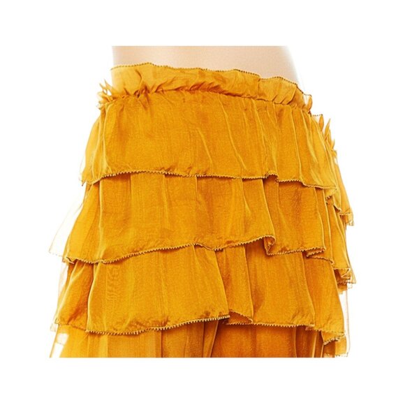 Alice + Olivia Silk Blouse Gold Off-Shoulder Ruffle XS - Picture 4 of 10